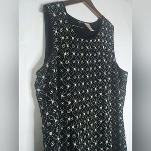 Koret 22 Vintage Pencil Midi Dress Double Lined Black/White/Red Women's